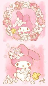 Cute My Melody With Floral Design cute my melody wallpaper