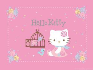 Cute Pink Hello Kitty Birds Cage cute pink hello kitty wallpaper