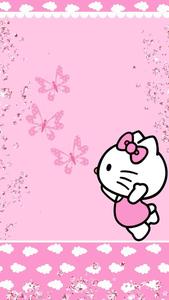 Cute Pink Hello Kitty Three Butterflies cute pink hello kitty wallpaper