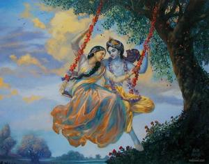 Cute Radha Krishna Floral Swing cute radha krishna wallpaper