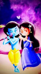 Cute Radha Krishna Purple Sky cute radha krishna wallpaper