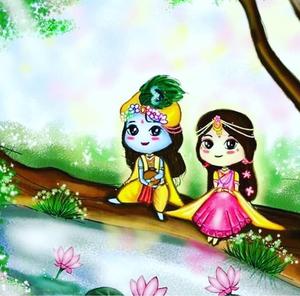 Cute Radha-Krishna Tree Art cute radha krishna wallpaper