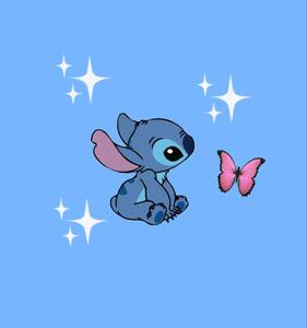 Cute Stitch With Pink Butterfly cute stitch wallpaper