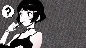 Cute Thinking Anime Girl Black And White PFP black and white pfp wallpaper