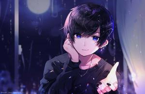 Dark Anime Boy at Night, Alone Wallpaper