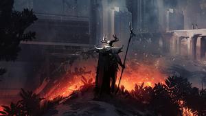 Dark Devil Figure Burning Artwork dark devil wallpaper