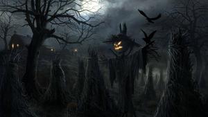 Dark Halloween Night Scarecrow halloween wallpaper
