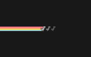 Dark Laptop Dinosaur Running In Rainbow dark laptop wallpaper