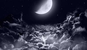 Dark Laptop Half Moon Shining In A Cloudy Sky dark laptop wallpaper
