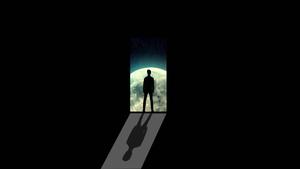 Dark Laptop Man Standing Facing The Planet dark laptop wallpaper