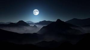 Dark Laptop Moon In Mountains At Night dark laptop wallpaper