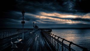 Dark Pier Sunset dark wallpaper