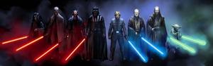 Dark Side vs Light Side of the Force dual monitor wallpaper
