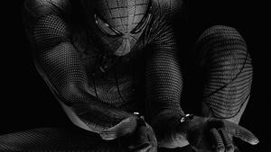 Darkened Laptop with Spider-Man Theme Wallpaper