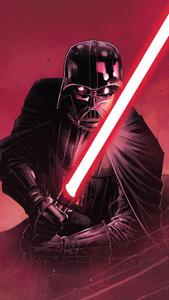 Darth Vader with His Red Glowing Lightsaber darth vader wallpaper