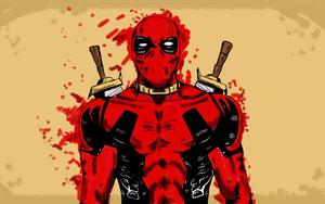 Deadpool shows off his superhuman abilities. superhero wallpaper