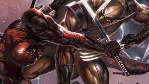 "Deadpool strikes an iconic pose with his swords and guns". deadpool wallpaper