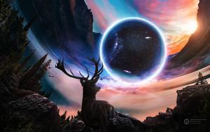 Deer Looking At Universe universe wallpaper