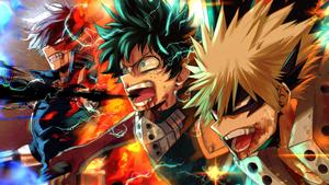 Deku and All Might Working Together my hero academia wallpaper