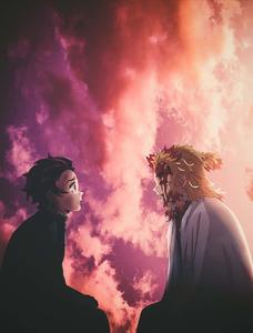 Demon Slayer Anime Kamado Tanjiro And Kyojuro Rengoku demon slayer anime wallpaper