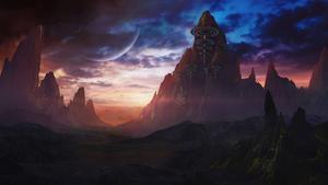 Discover New Realms of Fantasy in this Mountain Landscape  Wallpaper
