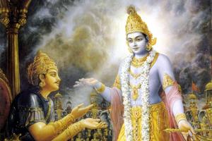 Divine Discourse - Lord Krishna Guiding Arjuna In The Epic Mahabharata krishna arjun wallpaper