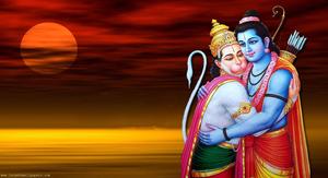 Divine Embrace - Bajrang Dal's Hanuman Hugging Rama in High Definition bajrang dal hd wallpaper