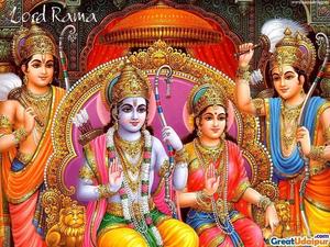 Divine Grace: Lord Rama and His Family god wallpaper