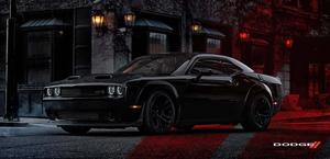 dodge challenger srt - a black car parked on a street dodge challenger 4k wallpaper