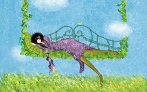 Dreaming in the Garden girl wallpaper