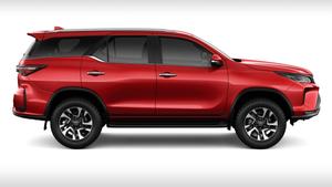 "Emotionally Charged Red Toyota Fortuner Model"