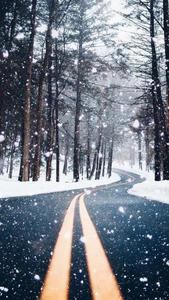 Empty Road With Snow Phone Background phone wallpaper