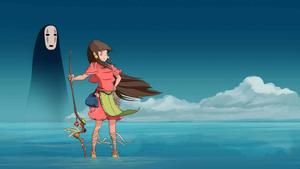 Enchanting Studio Ghibli landscape with a vibrant sky above lush green hills studio ghibli wallpaper