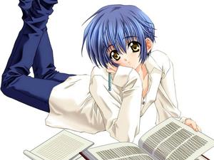 Energetic Boy with Blue Hair Cartoon Illustration