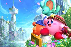 Enjoy a magical journey with the loveable Kirby! kirby wallpaper