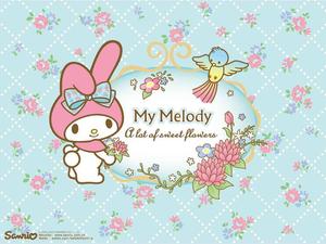 Enjoy the sweet scent of spring with My Melody and her floral friends! sanrio wallpaper