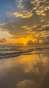 Enjoying a Golden Sunset at the Beach beach wallpaper