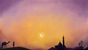 Enjoying a scenic view at an Islamic Mosque islamic wallpaper