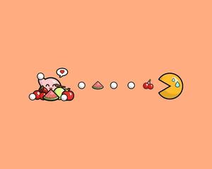 Enjoying the game together - Kirby and Pac-man kirby wallpaper