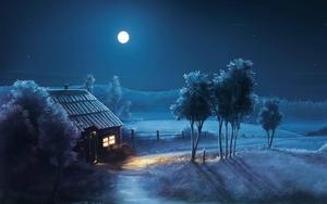 Enjoying the Peaceful Country Life at Night Wallpaper