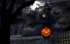 Enter an eerie haunted house this halloween halloween wallpaper