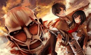 Eren and Mikasa, Attack On Titan fan art attack on titan wallpaper