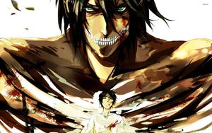 Eren Jaeger preparing to Attack the Pure Titan attack on titan wallpaper