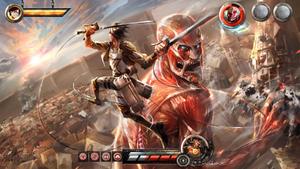 Eren Jaeger stares in awe as the Colossal Titan looms. attack on titan wallpaper