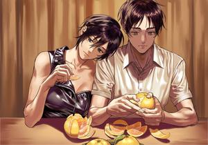 Eren Yeager And Mikasa Peeling Oranges eren yeager wallpaper