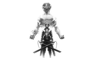 Eren Yeager Titan Black And White eren yeager wallpaper