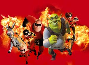 "Everyone's favorite ogre stopped by for a visit." Wallpaper