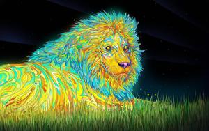 Explore the boundaries of creativity and explore the illuminating beauty of this trippy glowing lion! trippy wallpaper