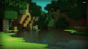 Explore the Green Meadows of the Minecraft World Wallpaper