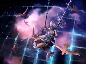 Feel the freedom of swinging girl wallpaper